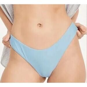 2/$15 NWT J. Crew Curved-Waist Cheeky Bikini Bottom Light Blue High-Cut Size M